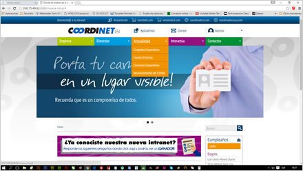Home (menús flotantes), Intranet Wordpress Coordinadora