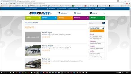 Regionales, Intranet Wordpress Coordinadora