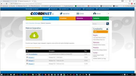 Repositorio de descargas, Intranet Wordpress Coordinadora