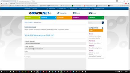 Contacto Comunicaciones, Intranet Wordpress Coordinadora