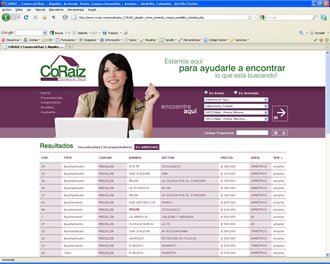 Resultados de Búsqueda, Web CoRaiz