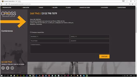 Contacto, Web HTML5 administrable Cross