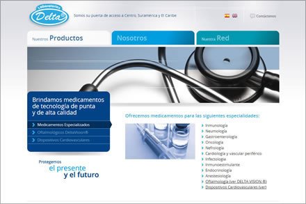 Productos, Sitio web Laboratorios Delta