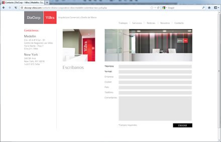 Contacto, Sitio web Diseño Corporativo