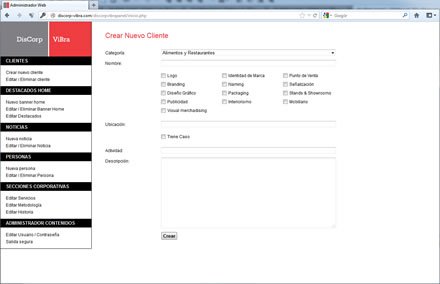 Administrador de contenidos, Sitio web Diseño Corporativo