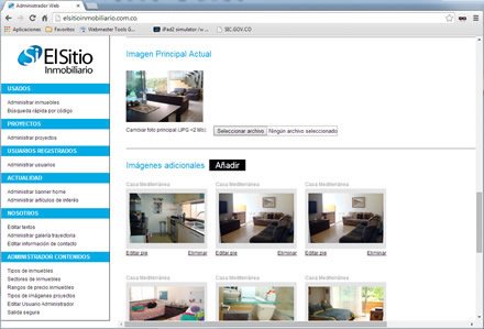 Panel administrativo, Web administrable El sitio inmobiliario