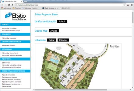 Panel administrativo, Web administrable El sitio inmobiliario