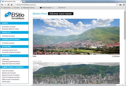 Panel administrativo, Web administrable El sitio inmobiliario