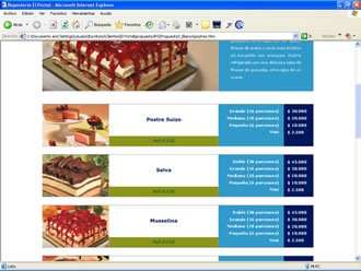 Postres (scroll down), Web Repostería El Portal