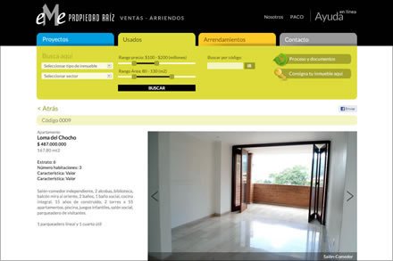 Proyectos usados detalle, Diseño de interfaces EME Propiedad Raiz