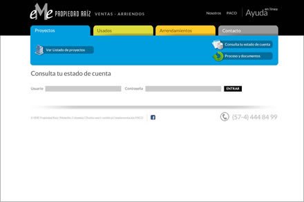 Proyectos nuevos, Diseño de interfaces EME Propiedad Raiz