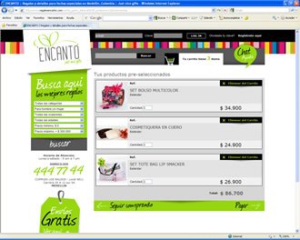 Carrito de compra, Web Regalos Encanto