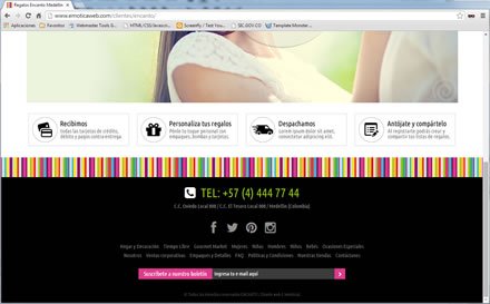 Footer, Tienda electrónica Regalos Encanto