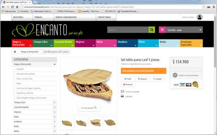 Detalle de producto, Tienda electrónica Regalos Encanto