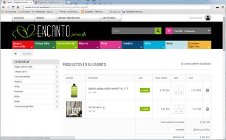 One page checkout, Tienda electrónica Regalos Encanto