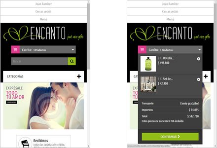 Responsive design, Tienda electrónica Regalos Encanto