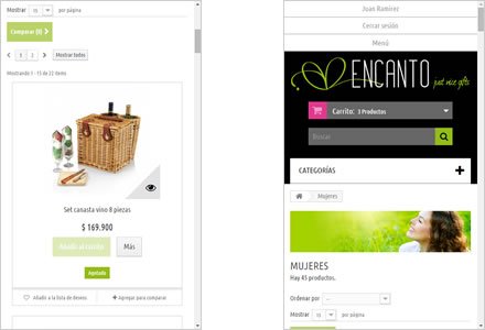 Responsive design, Tienda electrónica Regalos Encanto