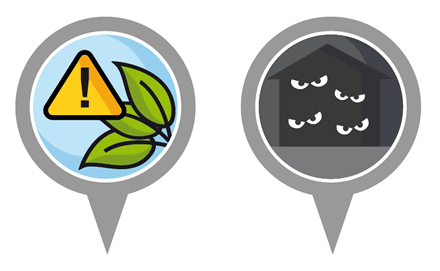 Problema ambiental / Lugar sospechoso, Sistema Íconos En tu mano