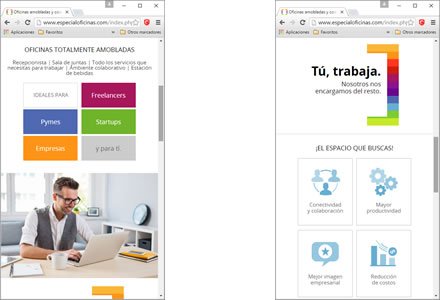 Adaptación Responsive, Sitio web responsive Especial Oficinas