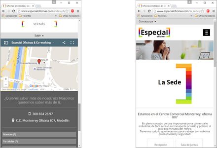 Adaptación Responsive, Sitio web responsive Especial Oficinas