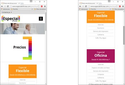 Adaptación Responsive, Sitio web responsive Especial Oficinas
