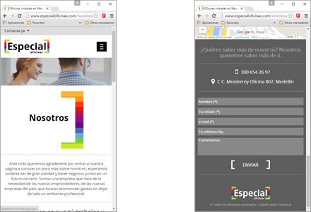 Adaptación Responsive, Sitio web responsive Especial Oficinas