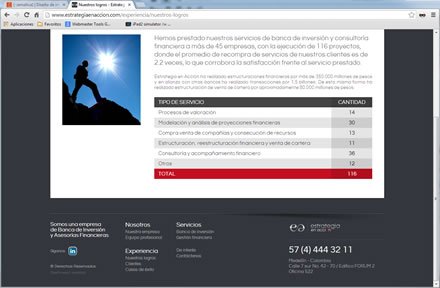 Servicios (scroll), Web Joomla Estrategia en acción