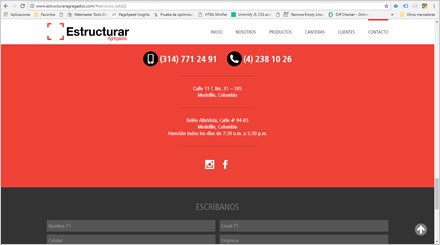 Contacto, Landing Single Page Estructurar Agregados