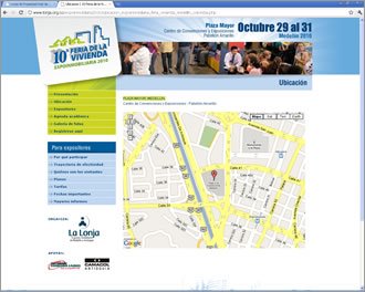 Ubicación, Web Expoinmobiliaria 2010