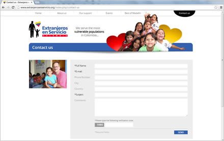 Contact us, Sitio web Joomla Extranjeros en Servicio