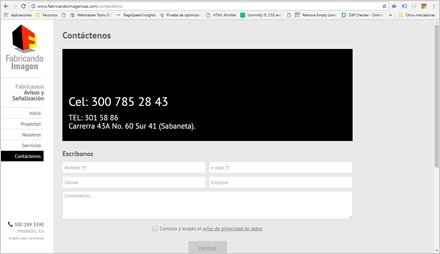 Contacto, Web Administrable Fabricando Imagen