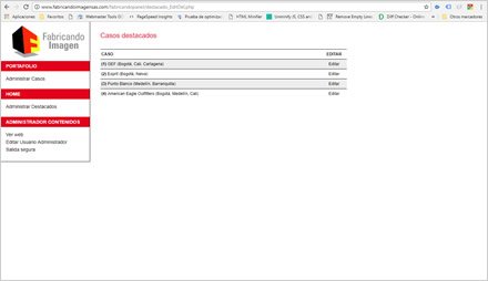 Módulo administrador, Web Administrable Fabricando Imagen