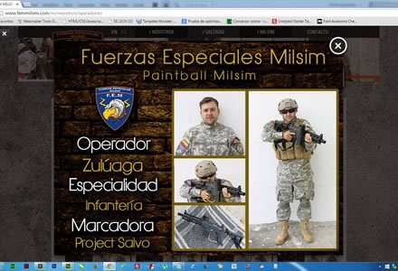 Detalle operador, Web JOOMLA Responsive FEM Milsim
