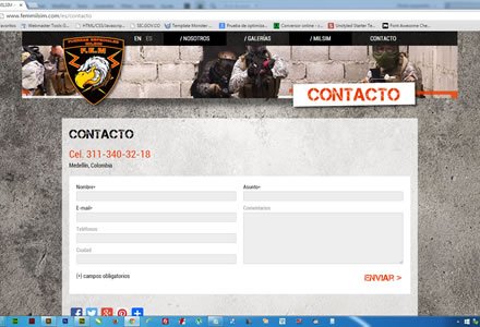 Contacto, Web JOOMLA Responsive FEM Milsim