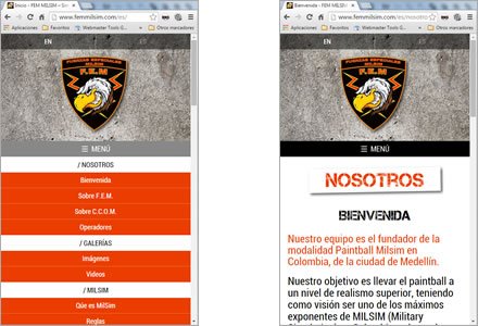 Adaptación responsive, Web JOOMLA Responsive FEM Milsim