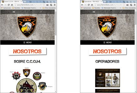 Adaptación responsive, Web JOOMLA Responsive FEM Milsim