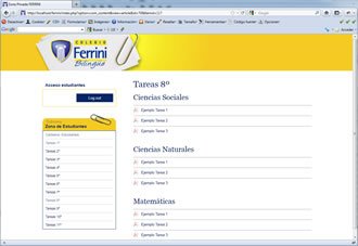Tareas estudiantes, Web CMS Joomla Colegio Ferrini