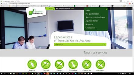 Menú flotante, Sitio web responsive Fumigaciones El Poblado