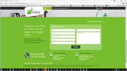 Footer, Sitio web responsive Fumigaciones El Poblado