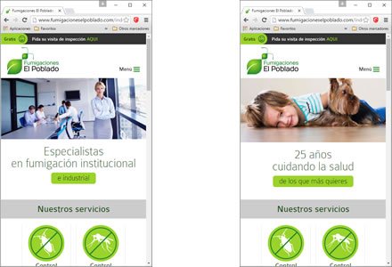 Adaptación Responsive, Sitio web responsive Fumigaciones El Poblado