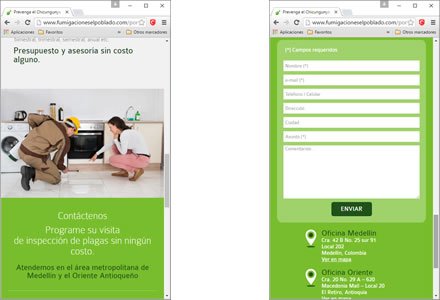 Adaptación Responsive, Sitio web responsive Fumigaciones El Poblado