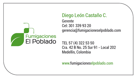 Tarjeta (reverso), Identidad Fumigaciones El Poblado