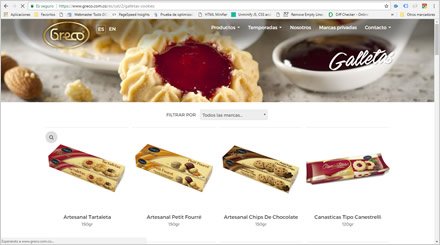 Productos, Sitio Web Responsive Greco