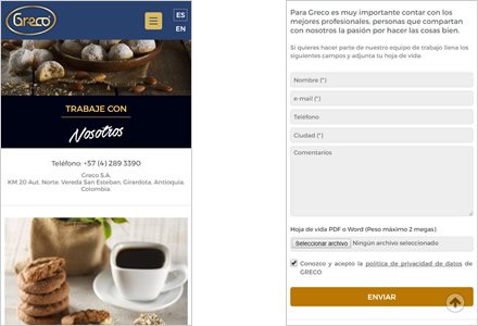 Adaptación Responsive, Sitio Web Responsive Greco