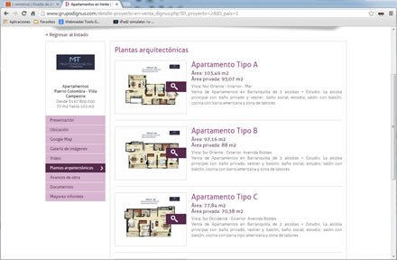 Plantas de proyecto, Responsive web Admin/ Grupo Dignus