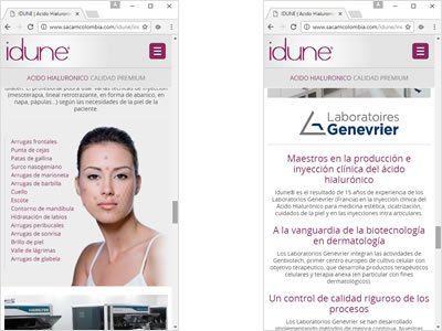 Adaptación Responsive, Landing page responsive Idune