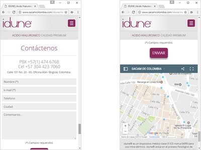 Adaptación Responsive, Landing page responsive Idune