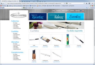 Catálogo cuchillos, Web Incametal