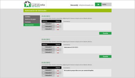 Zona de clientes (2), Interfaces web responsive Inmobiliaria La Estrella