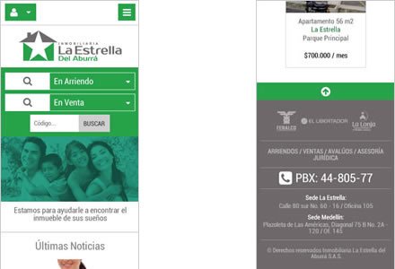 Adaptación Responsive, Interfaces web responsive Inmobiliaria La Estrella